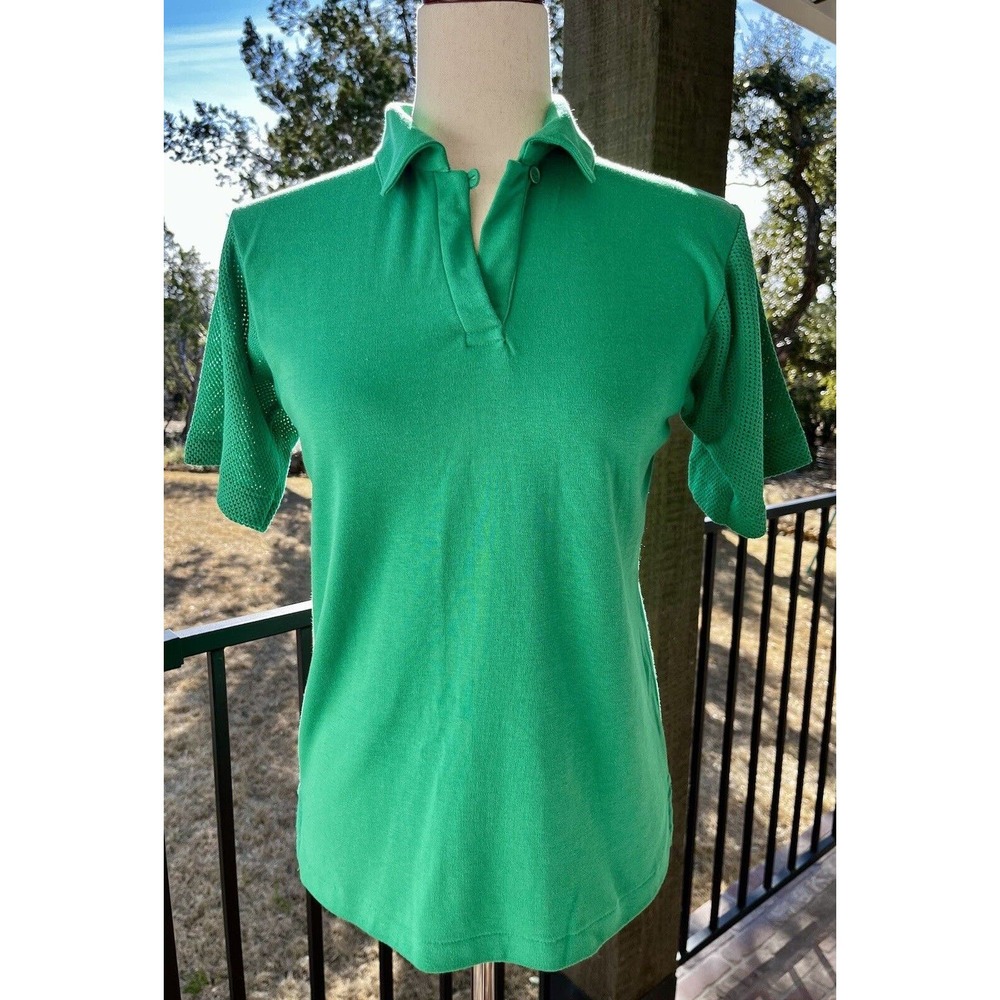 Vintage Century Women's Green Mesh Sleeve Tennis Golf Polo Size Small